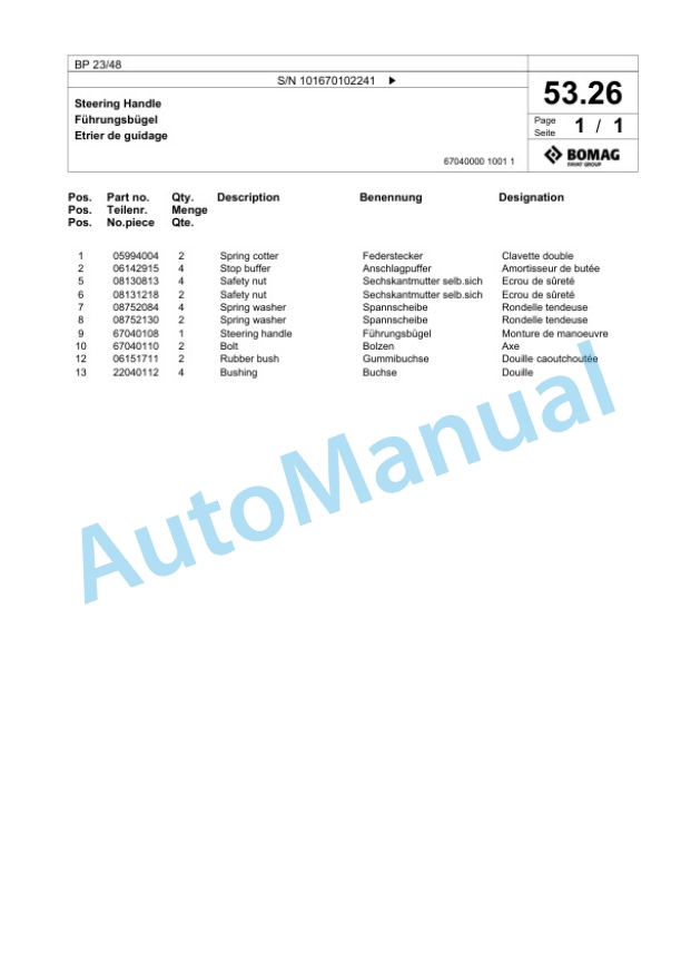 Bomag BP 23-48 Vibratory Plate Compactor Spare Parts Catalogue 00817423 3 Bomag BP 23-48 Vibratory Plate Compactor Spare Parts Catalogue 00817423-3