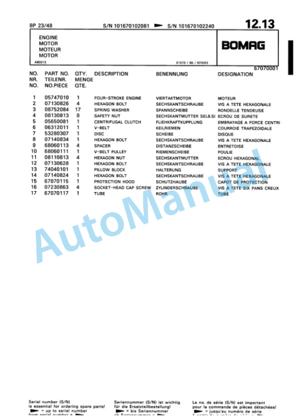 Bomag BP 23-48 Vibratory Plate Compactor Spare Parts Catalogue 00819919 2 Bomag BP 23-48 Vibratory Plate Compactor Spare Parts Catalogue 00819919-2