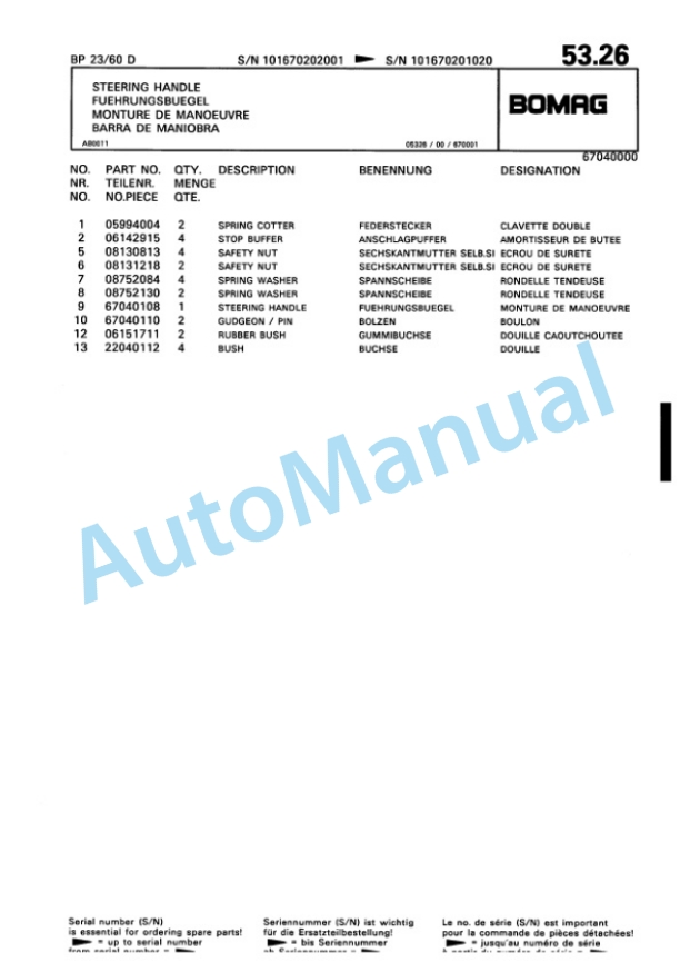 Bomag BP 23-60 D Vibratory Plate Compactor Spare Parts Catalogue 00819923 3 Bomag BP 23-60 D Vibratory Plate Compactor Spare Parts Catalogue 00819923-3