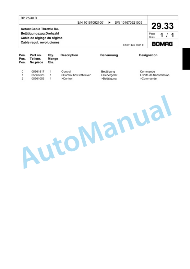 Bomag BP 25-48 D Vibratory Plate Compactor Spare Parts Catalogue 00817999 4 Bomag BP 25-48 D Vibratory Plate Compactor Spare Parts Catalogue 00817999-4