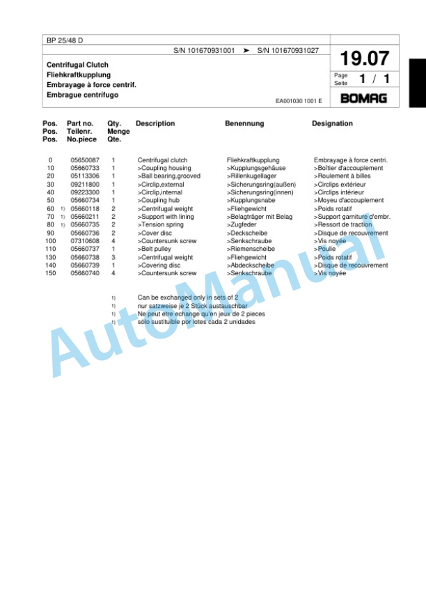 Bomag BP 25-48 D Vibratory Plate Compactor Spare Parts Catalogue 00818461 3 Bomag BP 25-48 D Vibratory Plate Compactor Spare Parts Catalogue 00818461-3