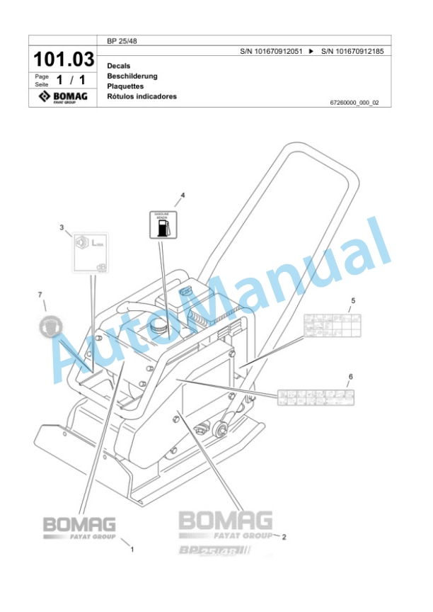 Bomag BP 25-48 Vibratory Plate Compactor Spare Parts Catalogue 00817426 5 Bomag BP 25-48 Vibratory Plate Compactor Spare Parts Catalogue 00817426-5