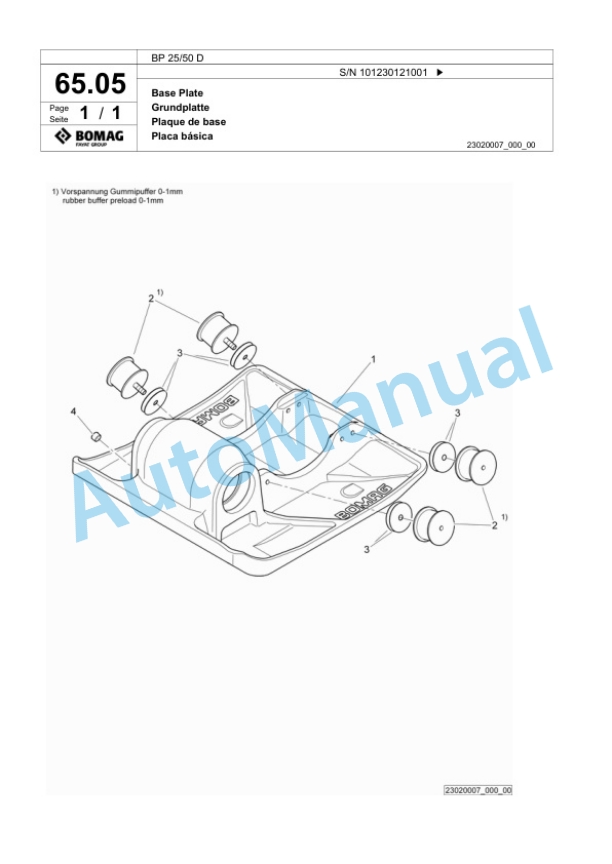 Bomag BP 25-50 D Vibratory Plate Compactor Spare Parts Catalogue 00824345-4