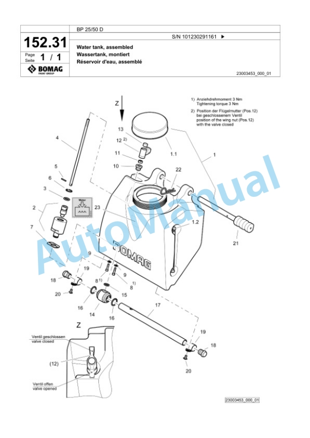 Bomag BP 25-50 D Vibratory Plate Compactor Spare Parts Catalogue 00825129-5