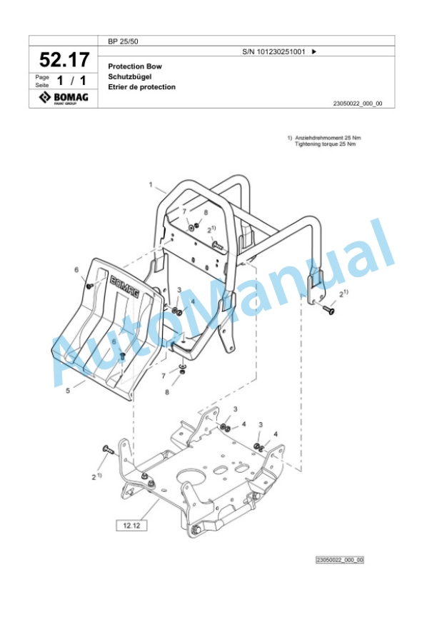 Bomag BP 25-50 Vibratory Plate Compactor Spare Parts Catalogue 00825029-2