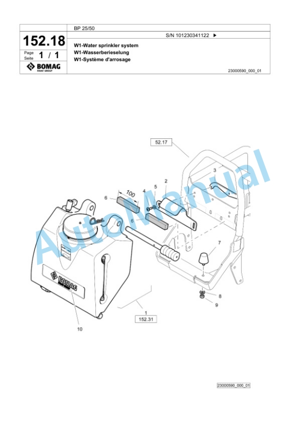 Bomag BP 25-50 Vibratory Plate Compactor Spare Parts Catalogue 00825505-5