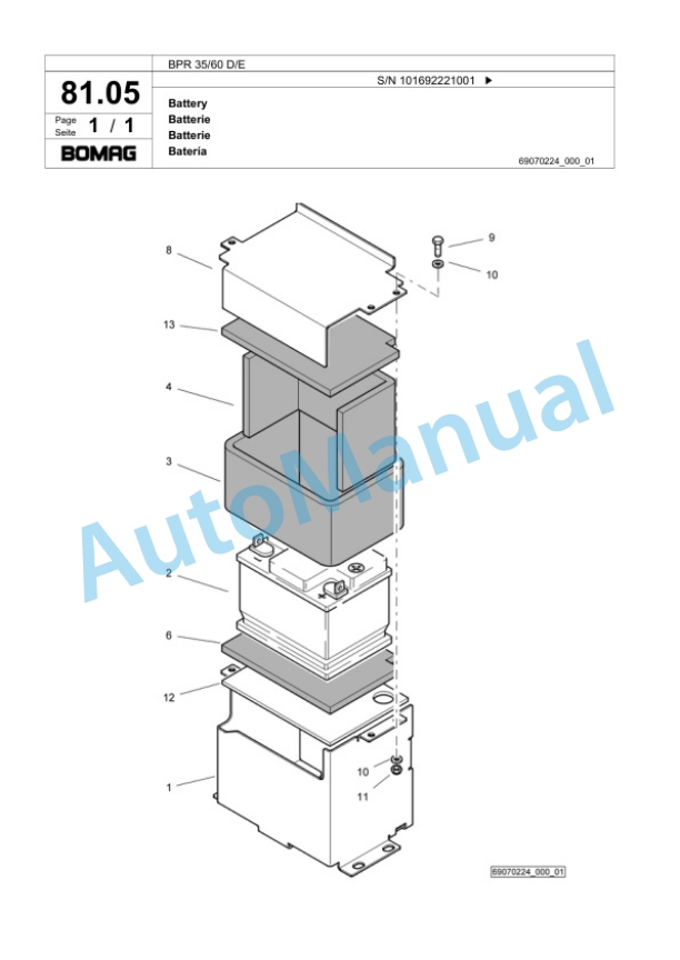 Bomag BP 35-60 D-E Vibratory Plate Compactor Spare Parts Catalogue 00818489 4 Bomag BP 35-60 D-E Vibratory Plate Compactor Spare Parts Catalogue 00818489-4