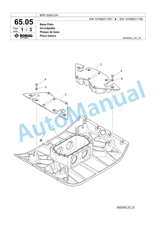 Bomag BP 35-60 D-H Vibratory Plate Compactor Spare Parts Catalogue 00818487 3 Bomag BP 35-60 D-H Vibratory Plate Compactor Spare Parts Catalogue 00818487-3