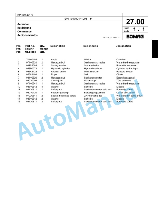 Bomag BPH 80-65 S Vibratory Plate Compactor Spare Parts Catalogue 00824255 2 Bomag BPH 80-65 S Vibratory Plate Compactor Spare Parts Catalogue 00824255-2
