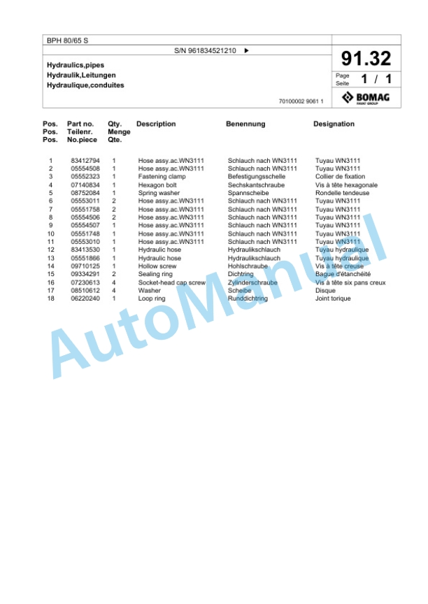 Bomag BPH 80-65 S Vibratory Plate Compactor Spare Parts Catalogue 00826089 4 Bomag BPH 80-65 S Vibratory Plate Compactor Spare Parts Catalogue 00826089-4