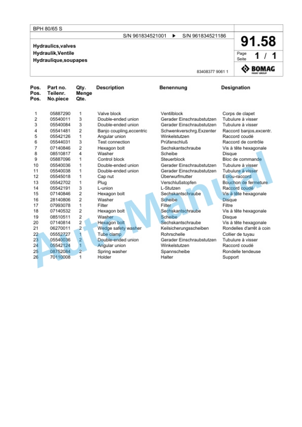 Bomag BPH 80-65 S Vibratory Plate Compactor Spare Parts Catalogue 00826089 5 Bomag BPH 80-65 S Vibratory Plate Compactor Spare Parts Catalogue 00826089-5
