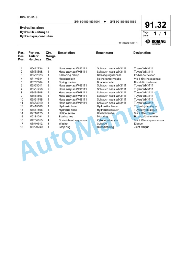 Bomag BPH 80-65 S Vibratory Plate Compactor Spare Parts Catalogue 00826675 4 Bomag BPH 80-65 S Vibratory Plate Compactor Spare Parts Catalogue 00826675-4