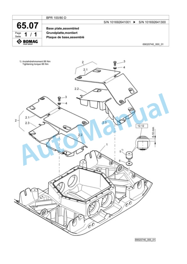 Bomag BPR 100-80 D Vibratory Plate Compactor Spare Parts Catalogue 00824331 3 Bomag BPR 100-80 D Vibratory Plate Compactor Spare Parts Catalogue 00824331-3