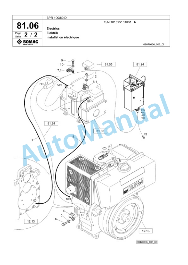Bomag BPR 100-80 D Vibratory Plate Compactor Spare Parts Catalogue 00825553 4 Bomag BPR 100-80 D Vibratory Plate Compactor Spare Parts Catalogue 00825553-4