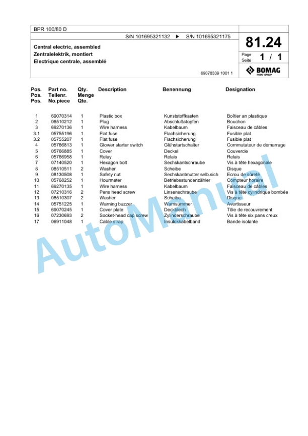 Bomag BPR 100-80 D Vibratory Plate Compactor Spare Parts Catalogue 00825793 5 Bomag BPR 100-80 D Vibratory Plate Compactor Spare Parts Catalogue 00825793-5