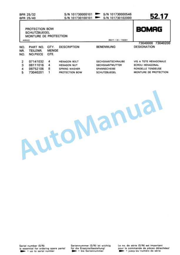 Bomag BPR 25-32, BPR 25-40 Vibratory Plate Compactor Spare Parts Catalogue 00813338 3 Bomag BPR 25-32, BPR 25-40 Vibratory Plate Compactor Spare Parts Catalogue 00813338-3