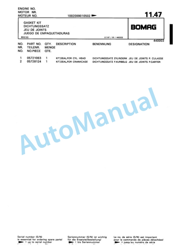 Bomag BPR 25-40 D Vibratory Plate Compactor Spare Parts Catalogue 00810117 2 Bomag BPR 25-40 D Vibratory Plate Compactor Spare Parts Catalogue 00810117-2