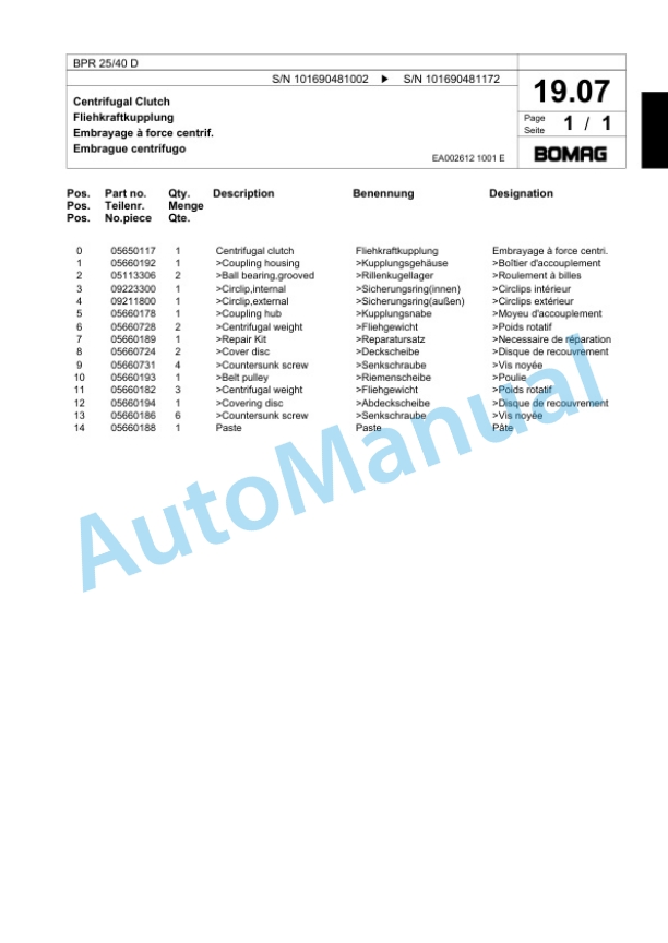 Bomag BPR 25-40 D Vibratory Plate Compactor Spare Parts Catalogue 00818403 2 Bomag BPR 25-40 D Vibratory Plate Compactor Spare Parts Catalogue 00818403-2