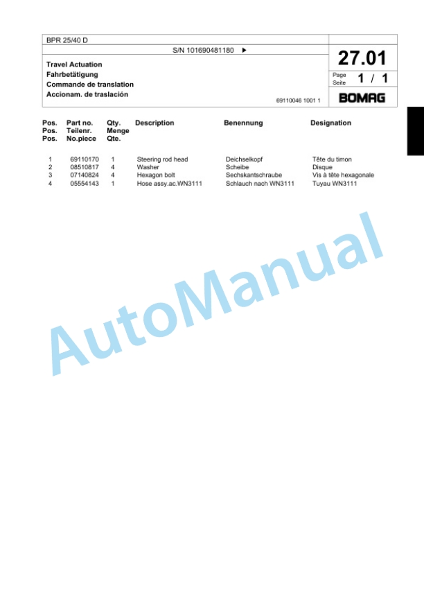 Bomag BPR 25-40 D Vibratory Plate Compactor Spare Parts Catalogue 00818753 2 Bomag BPR 25-40 D Vibratory Plate Compactor Spare Parts Catalogue 00818753-2