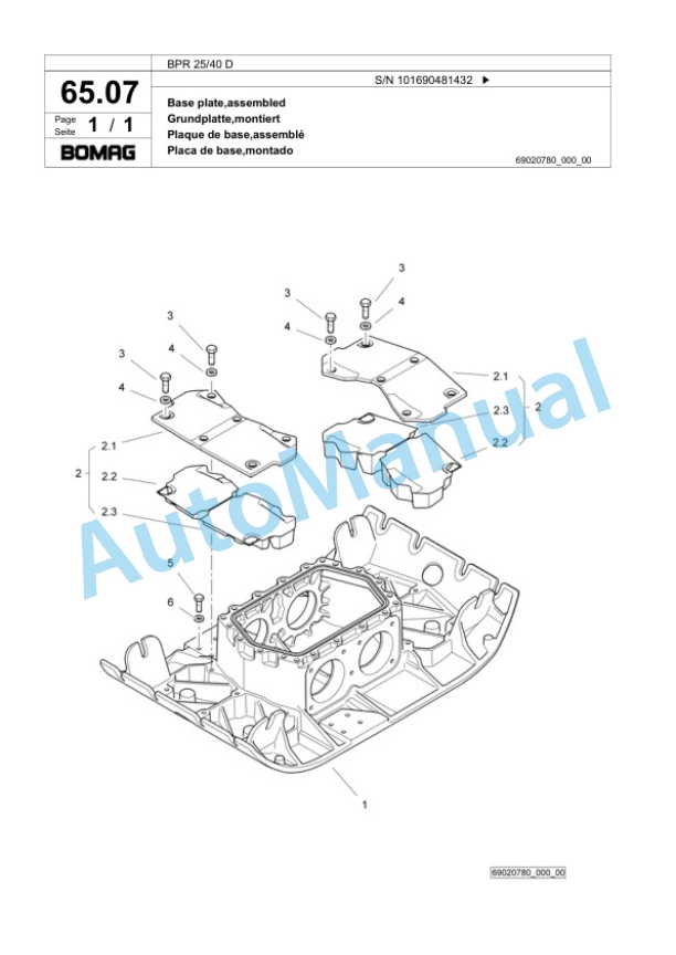 Bomag BPR 25-40 D Vibratory Plate Compactor Spare Parts Catalogue 00818753 4 Bomag BPR 25-40 D Vibratory Plate Compactor Spare Parts Catalogue 00818753-4