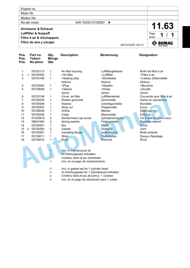 Bomag BPR 25-40 D Vibratory Plate Compactor Spare Parts Catalogue 00824369 2 Bomag BPR 25-40 D Vibratory Plate Compactor Spare Parts Catalogue 00824369-2