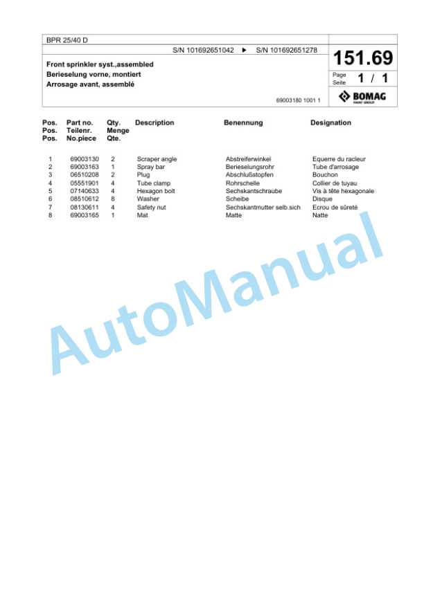 Bomag BPR 25-40 D Vibratory Plate Compactor Spare Parts Catalogue 00824763 4 Bomag BPR 25-40 D Vibratory Plate Compactor Spare Parts Catalogue 00824763-4