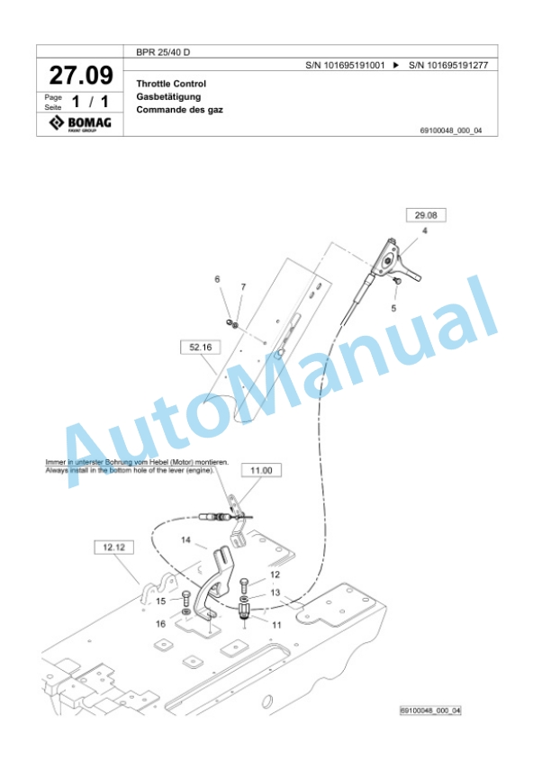 Bomag BPR 25-40 D Vibratory Plate Compactor Spare Parts Catalogue 00825813 2 Bomag BPR 25-40 D Vibratory Plate Compactor Spare Parts Catalogue 00825813-2