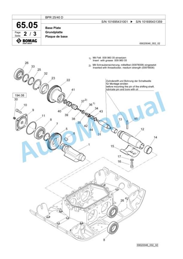Bomag BPR 25-40 D Vibratory Plate Compactor Spare Parts Catalogue 00826509 3 Bomag BPR 25-40 D Vibratory Plate Compactor Spare Parts Catalogue 00826509-3