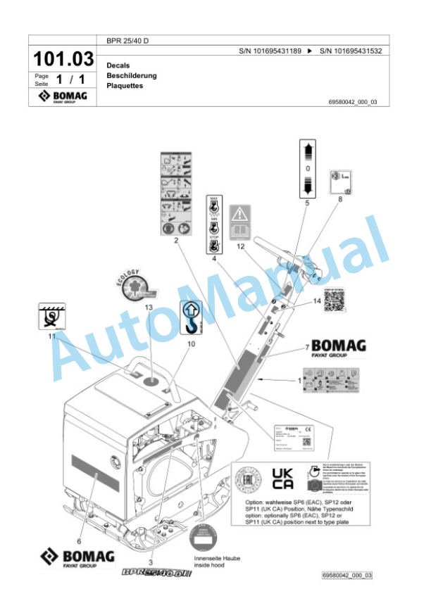 Bomag BPR 25-40 D Vibratory Plate Compactor Spare Parts Catalogue 00826509 4 Bomag BPR 25-40 D Vibratory Plate Compactor Spare Parts Catalogue 00826509-4