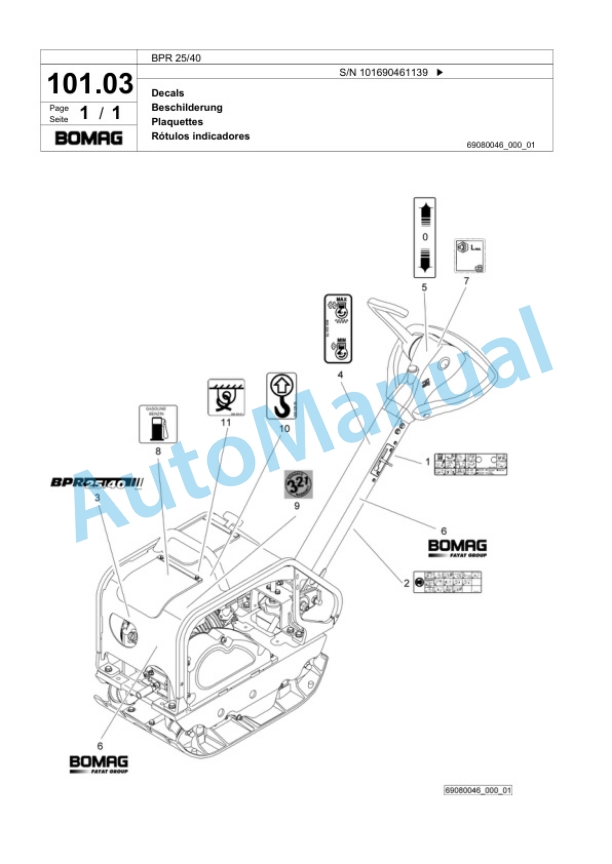 Bomag BPR 25-40 Vibratory Plate Compactor Spare Parts Catalogue 00818399 5 Bomag BPR 25-40 Vibratory Plate Compactor Spare Parts Catalogue 00818399-5