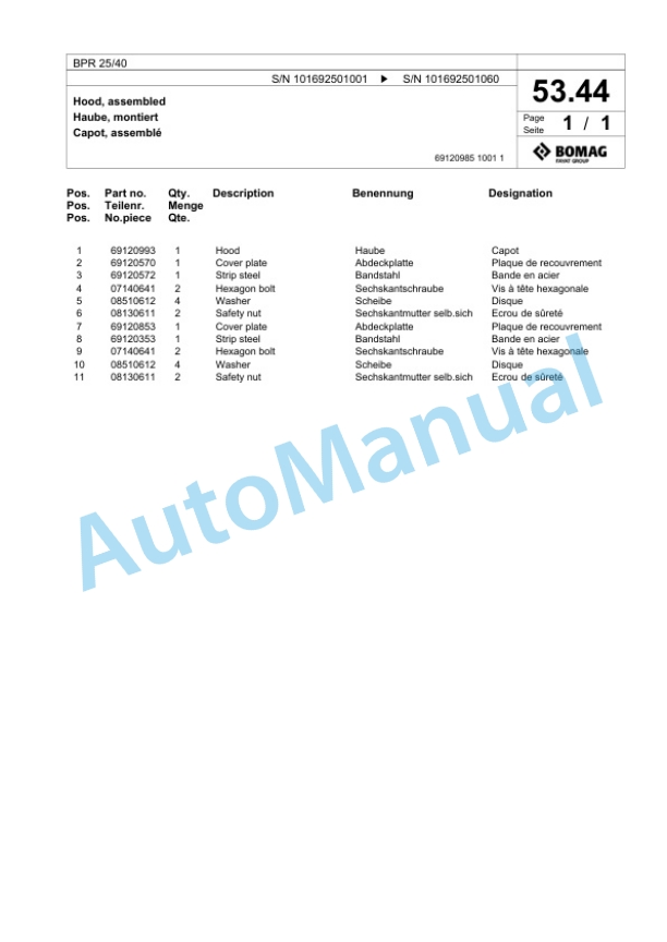 Bomag BPR 25-40 Vibratory Plate Compactor Spare Parts Catalogue 00824303 2 Bomag BPR 25-40 Vibratory Plate Compactor Spare Parts Catalogue 00824303-2