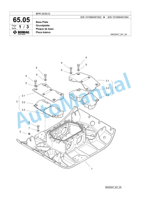 Bomag BPR 25-50 D Vibratory Plate Compactor Spare Parts Catalogue 00818405 4 Bomag BPR 25-50 D Vibratory Plate Compactor Spare Parts Catalogue 00818405-4