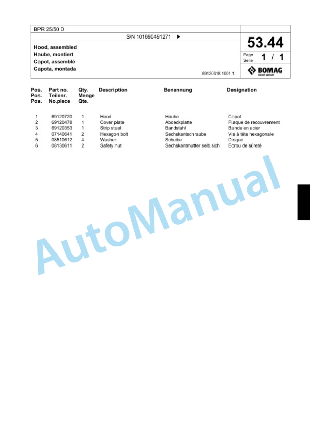 Bomag BPR 25-50 D Vibratory Plate Compactor Spare Parts Catalogue 00818755 3 Bomag BPR 25-50 D Vibratory Plate Compactor Spare Parts Catalogue 00818755-3