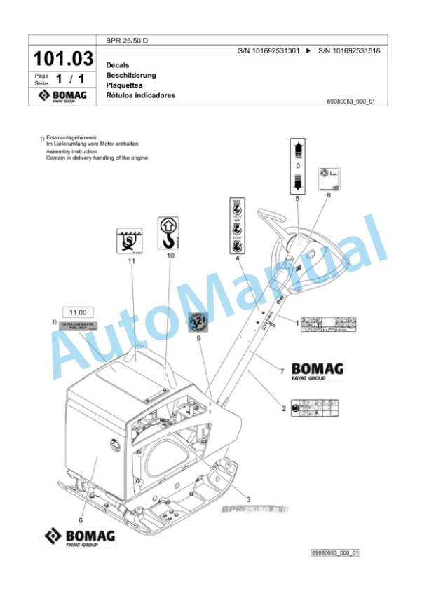 Bomag BPR 25-50 D Vibratory Plate Compactor Spare Parts Catalogue 00824309 4 Bomag BPR 25-50 D Vibratory Plate Compactor Spare Parts Catalogue 00824309-4