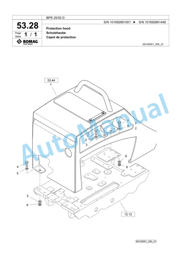 Bomag BPR 25-50 D Vibratory Plate Compactor Spare Parts Catalogue 00824765 2 Bomag BPR 25-50 D Vibratory Plate Compactor Spare Parts Catalogue 00824765-2