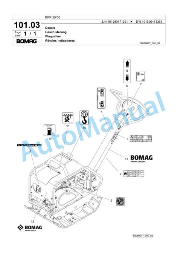 Bomag BPR 25-50 Vibratory Plate Compactor Spare Parts Catalogue 00824079 4 Bomag BPR 25-50 Vibratory Plate Compactor Spare Parts Catalogue 00824079-4