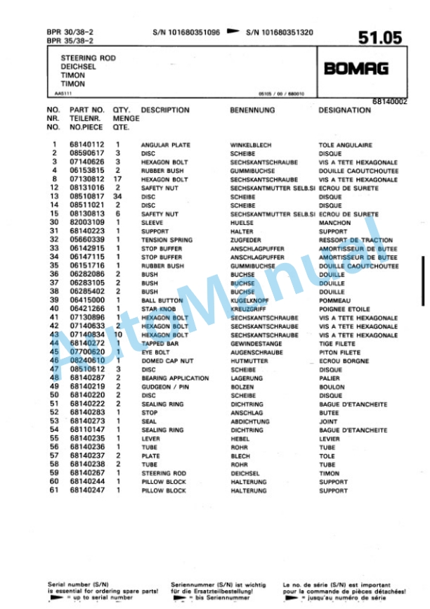 Bomag BPR 30-38-2, BPR 35-38-2 Vibratory Plate Compactor Spare Parts Catalogue 00810115 3 Bomag BPR 30-38-2, BPR 35-38-2 Vibratory Plate Compactor Spare Parts Catalogue 00810115-3