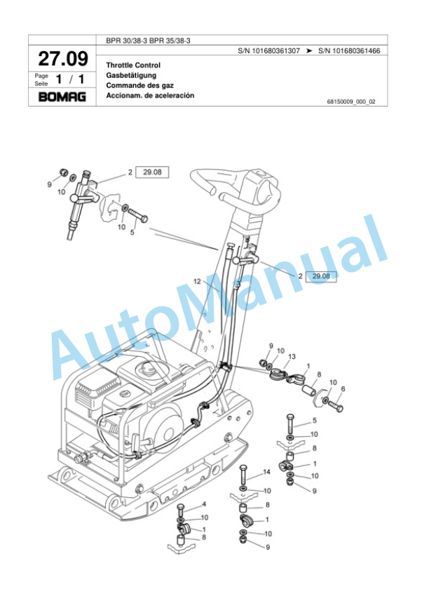 Bomag BPR 30-38-3, BPR 35-38-3 Vibratory Plate Compactor Spare Parts Catalogue 00817434 2 Bomag BPR 30-38-3, BPR 35-38-3 Vibratory Plate Compactor Spare Parts Catalogue 00817434-2
