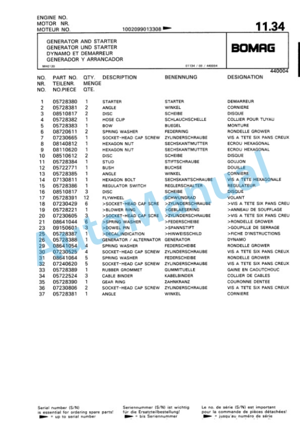 Bomag BPR 30-38 D-2, BPR 35-38 D-2 Vibratory Plate Compactor Spare Parts Catalogue 00810114 3 Bomag BPR 30-38 D-2, BPR 35-38 D-2 Vibratory Plate Compactor Spare Parts Catalogue 00810114-3