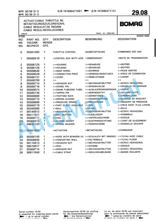 Bomag BPR 30-38 D-3, BPR 35-38 D-3 Vibratory Plate Compactor Spare Parts Catalogue 00811423 3 Bomag BPR 30-38 D-3, BPR 35-38 D-3 Vibratory Plate Compactor Spare Parts Catalogue 00811423-3