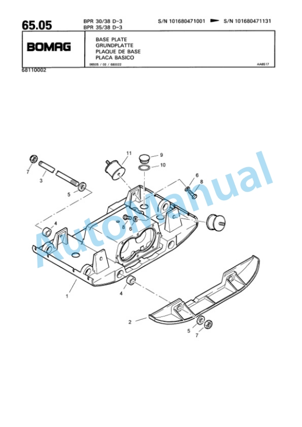 Bomag BPR 30-38 D-3, BPR 35-38 D-3 Vibratory Plate Compactor Spare Parts Catalogue 00811423 4 Bomag BPR 30-38 D-3, BPR 35-38 D-3 Vibratory Plate Compactor Spare Parts Catalogue 00811423-4
