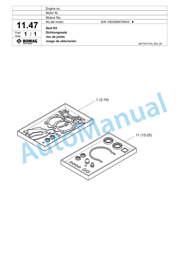Bomag BPR 30-38 D-3 Vibratory Plate Compactor Spare Parts Catalogue 00817707 3 Bomag BPR 30-38 D-3 Vibratory Plate Compactor Spare Parts Catalogue 00817707-3
