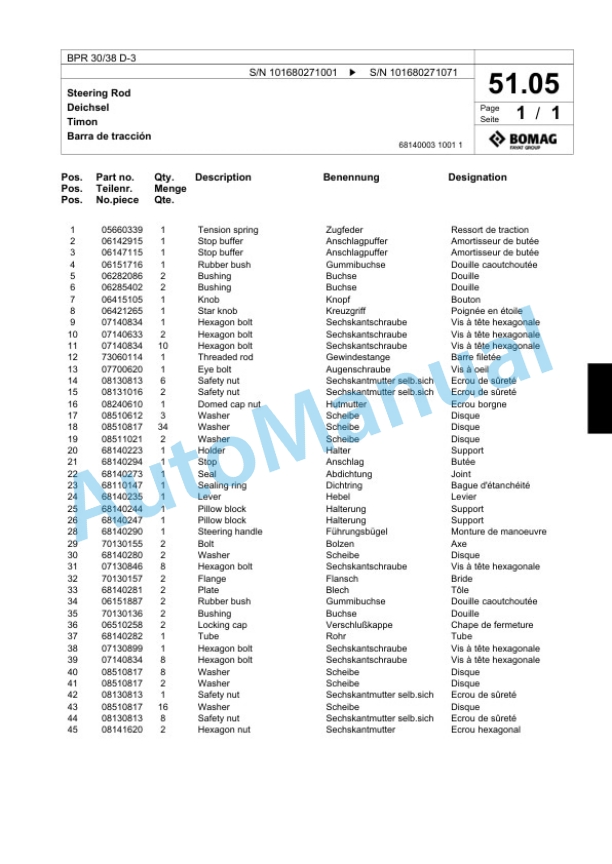 Bomag BPR 30-38 D-3 Vibratory Plate Compactor Spare Parts Catalogue 00817707 5 Bomag BPR 30-38 D-3 Vibratory Plate Compactor Spare Parts Catalogue 00817707-5