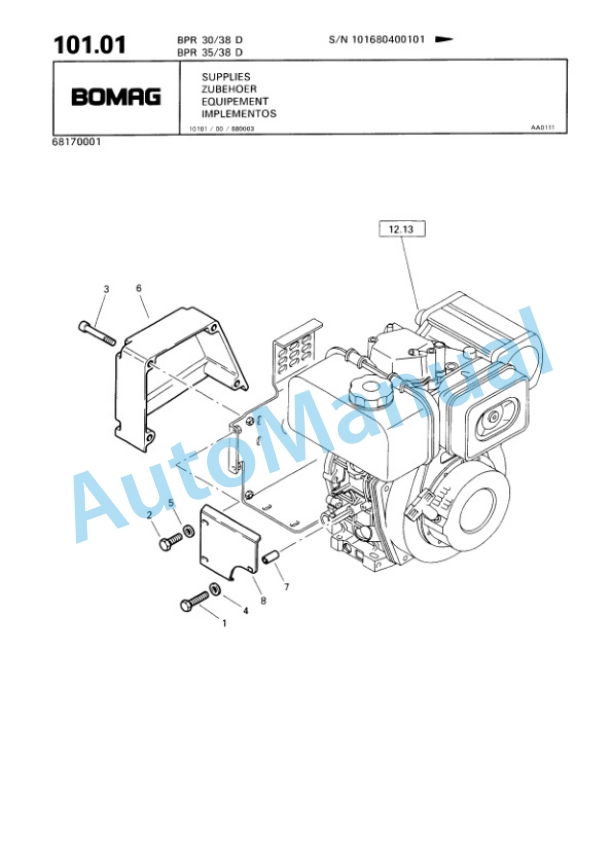 Bomag BPR 30-38 D, BPR 35-38 D Vibratory Plate Compactor Spare Parts Catalogue 00813503 5 Bomag BPR 30-38 D, BPR 35-38 D Vibratory Plate Compactor Spare Parts Catalogue 00813503-5