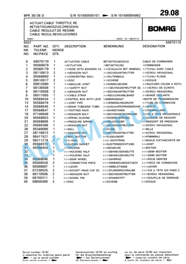 Bomag BPR 30-38 D Vibratory Plate Compactor Spare Parts Catalogue 00813345 3 Bomag BPR 30-38 D Vibratory Plate Compactor Spare Parts Catalogue 00813345-3