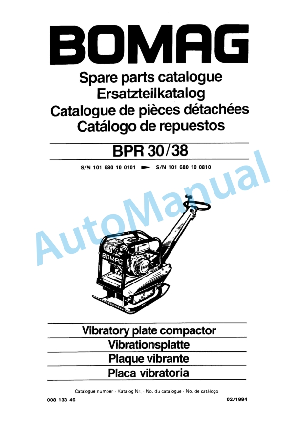 Bomag BPR 30-38 Vibratory Plate Compactor Spare Parts Catalogue 00813346 1 Bomag BPR 30-38 Vibratory Plate Compactor Spare Parts Catalogue 00813346