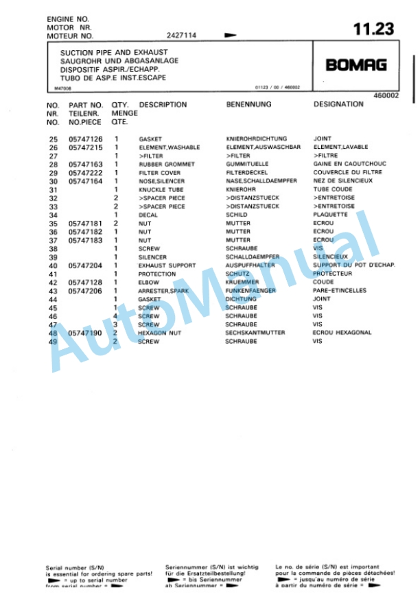 Bomag BPR 30-38 Vibratory Plate Compactor Spare Parts Catalogue 00813346 2 Bomag BPR 30-38 Vibratory Plate Compactor Spare Parts Catalogue 00813346-2