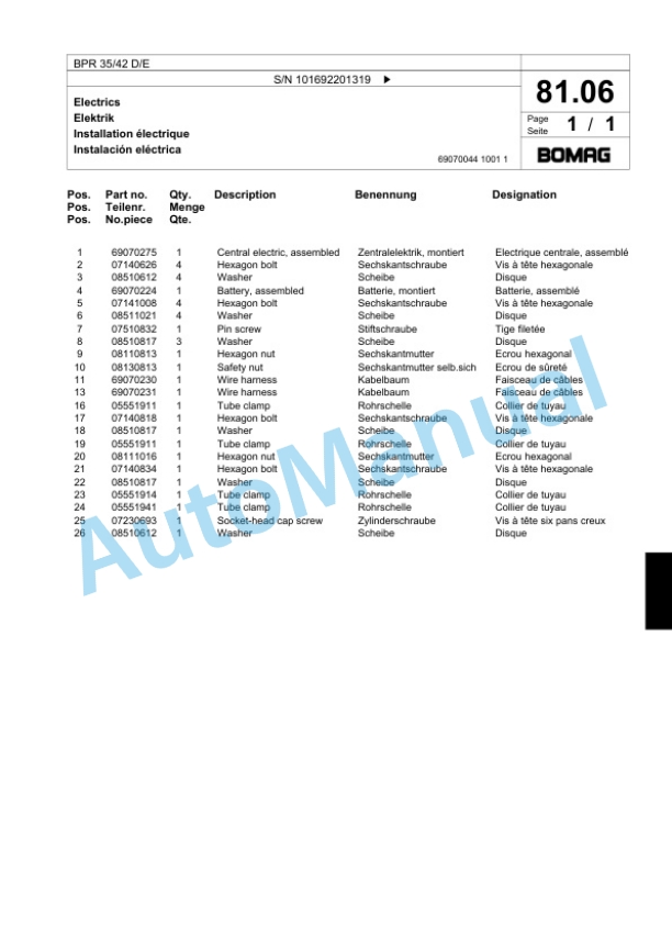 Bomag BPR 35-42 D-E Vibratory Plate Compactor Spare Parts Catalogue 00818759 4 Bomag BPR 35-42 D-E Vibratory Plate Compactor Spare Parts Catalogue 00818759-4