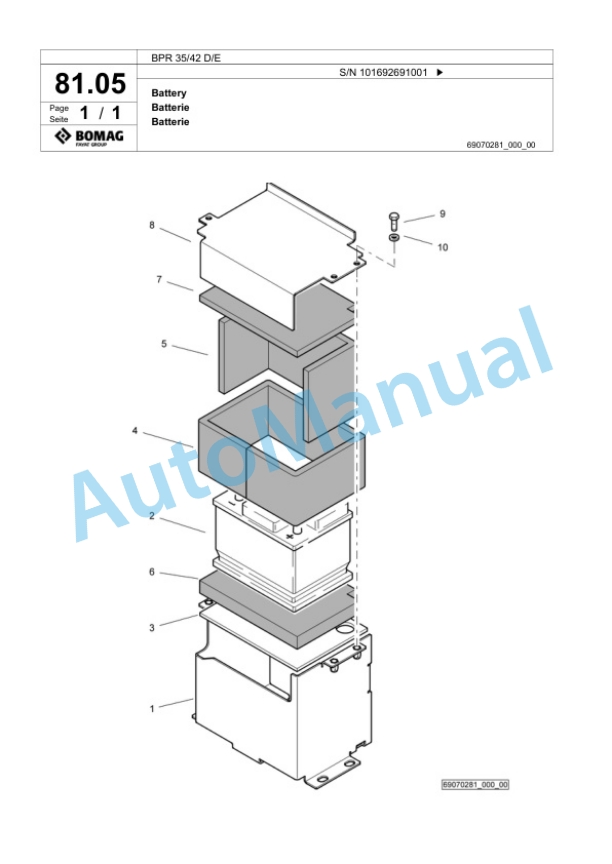 Bomag BPR 35-42 D-E Vibratory Plate Compactor Spare Parts Catalogue 00824771 4 Bomag BPR 35-42 D-E Vibratory Plate Compactor Spare Parts Catalogue 00824771-4