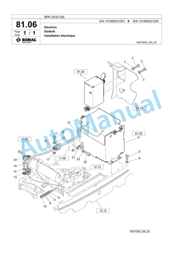 Bomag BPR 35-42 D-E Vibratory Plate Compactor Spare Parts Catalogue 00825531 5 Bomag BPR 35-42 D-E Vibratory Plate Compactor Spare Parts Catalogue 00825531-5